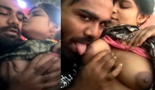 Hard boob press of Bengali girl in restaurant