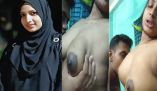 Hijab girl boob sucking by boyfriend at home